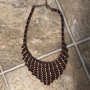 Maroon and Gold Statement Necklace